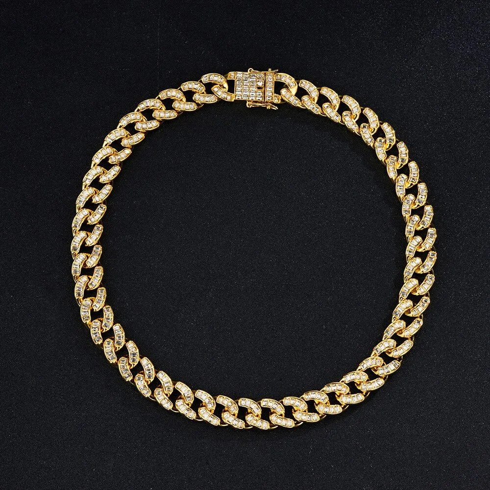 15MM  Width Iced Out Cuban Link Chain Necklace Jewelry