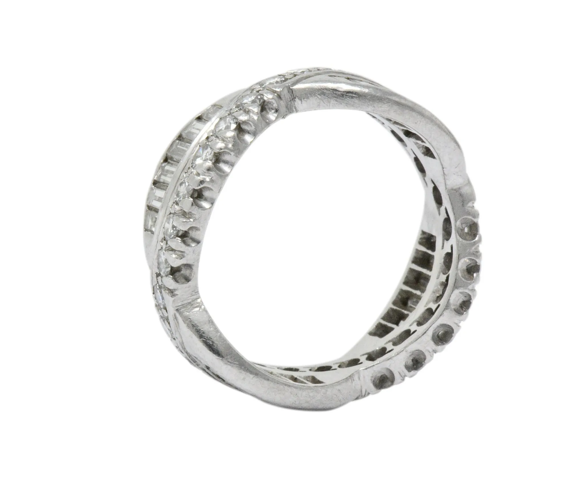 1950's Mid-Century 2.06 CTW Diamond Wave Eternity Stacking Band