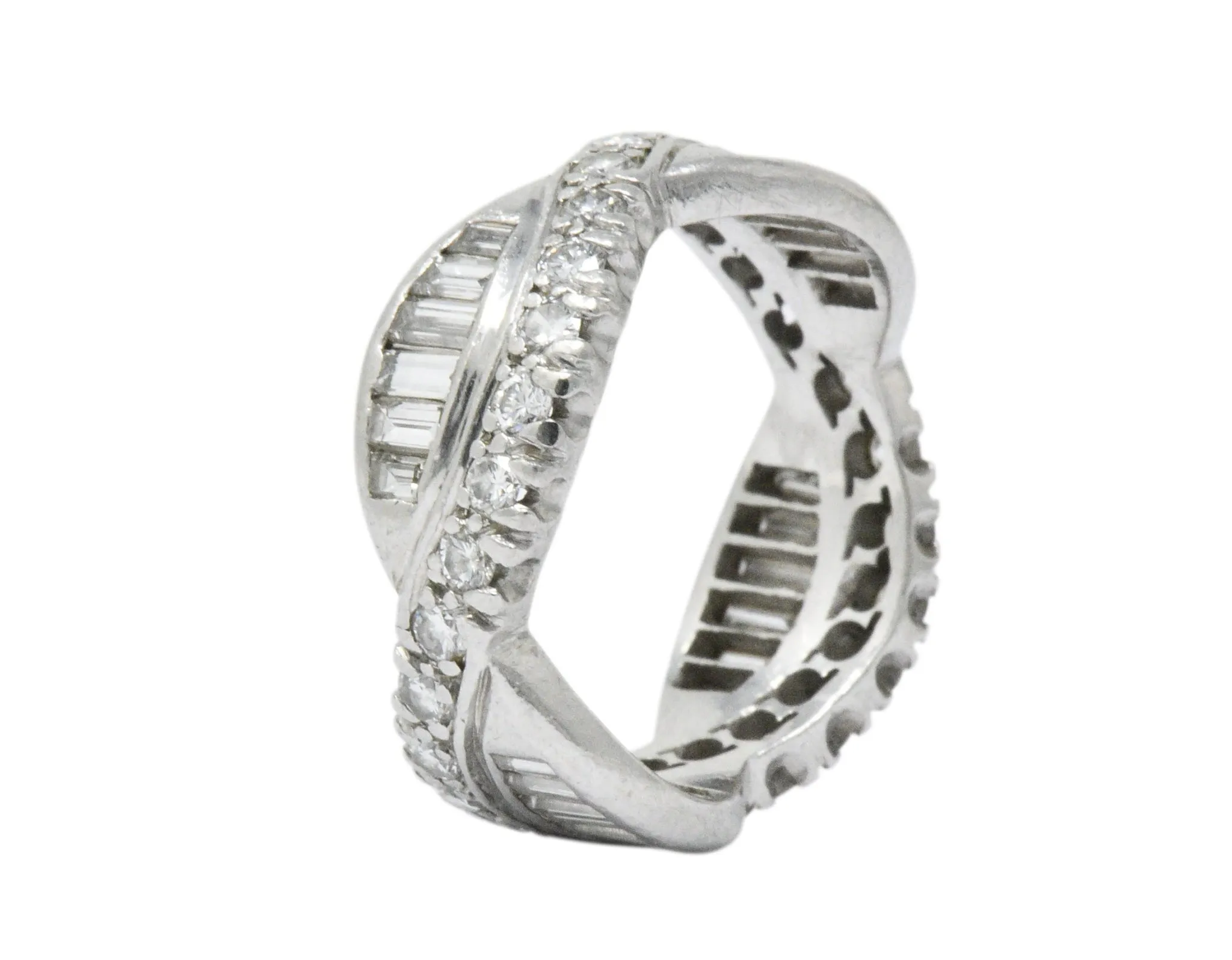 1950's Mid-Century 2.06 CTW Diamond Wave Eternity Stacking Band