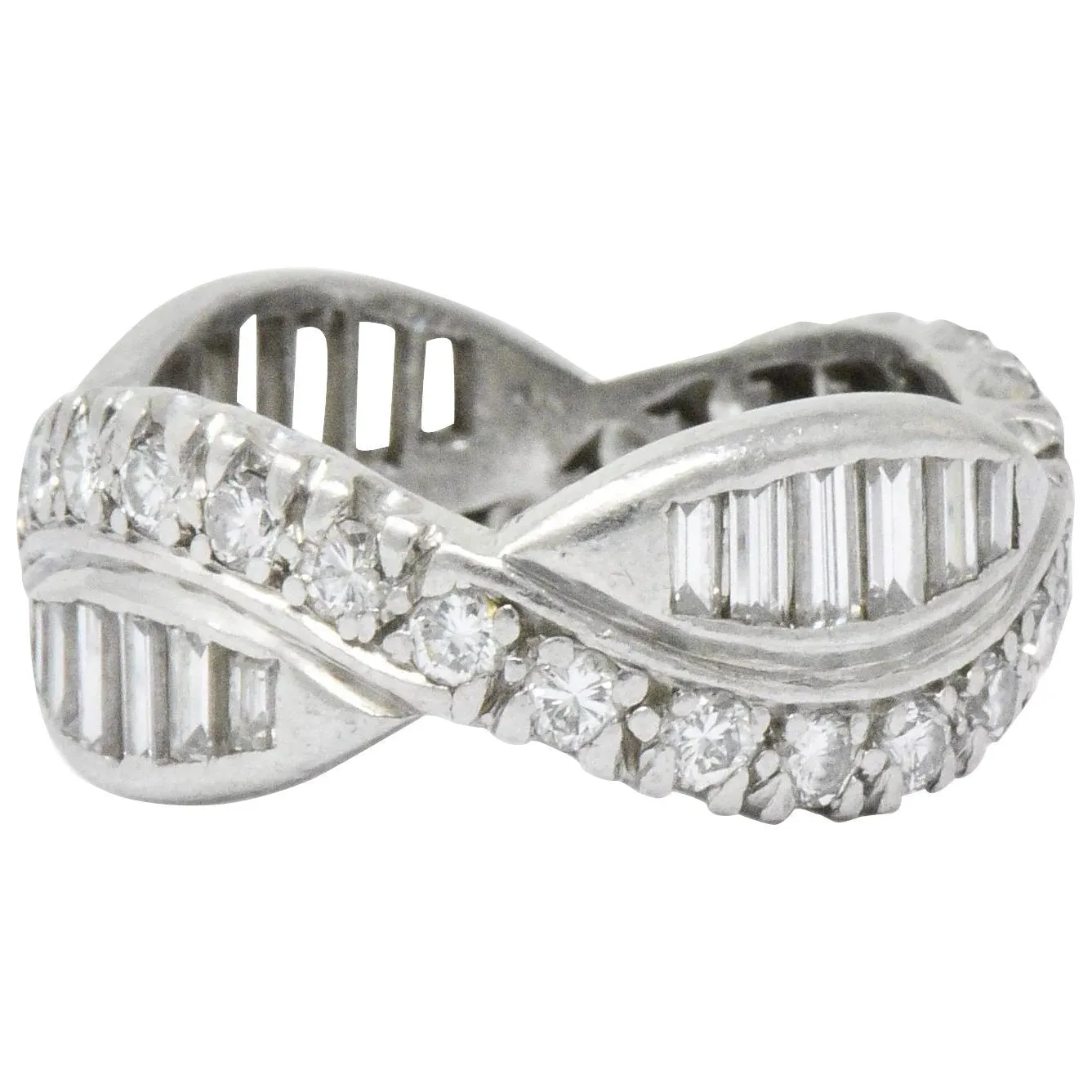 1950's Mid-Century 2.06 CTW Diamond Wave Eternity Stacking Band