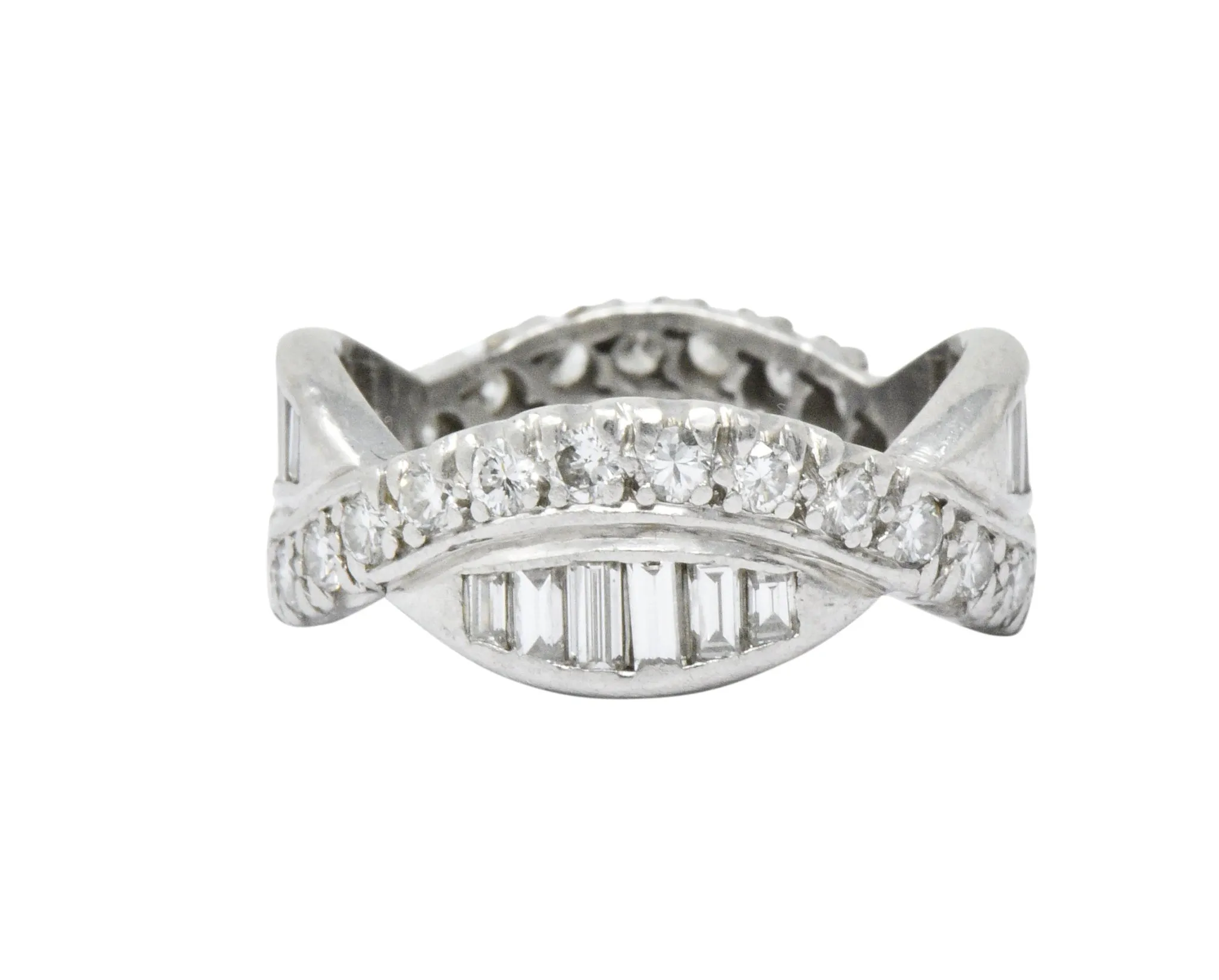 1950's Mid-Century 2.06 CTW Diamond Wave Eternity Stacking Band