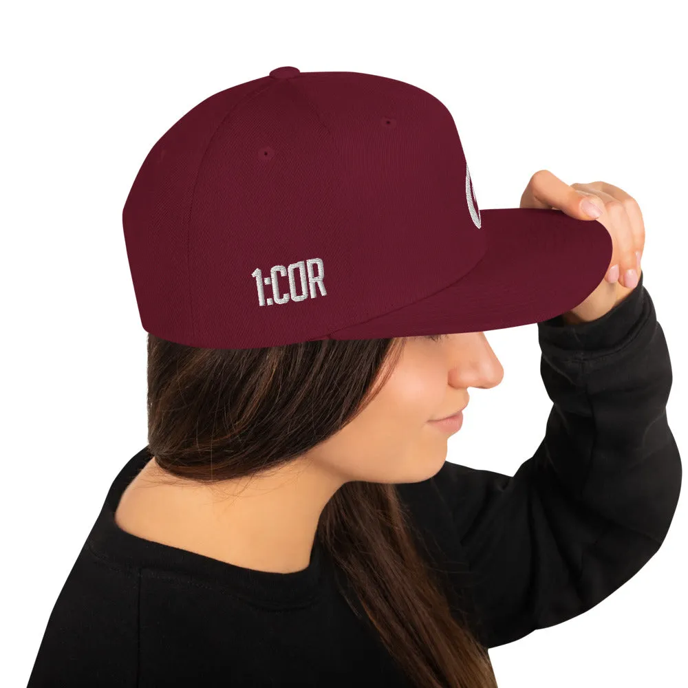 1:Cor White | Embroidered Snapback Hat
