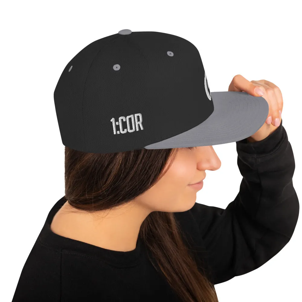 1:Cor White | Embroidered Snapback Hat