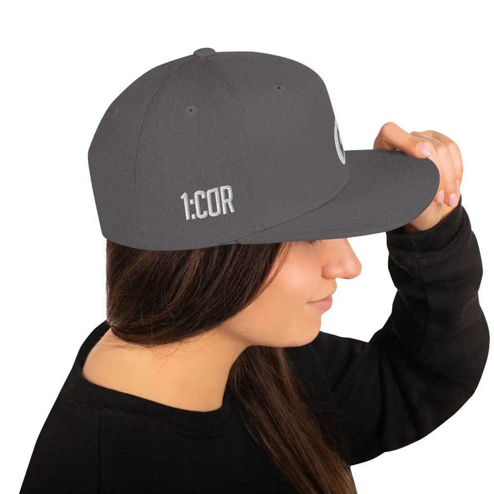 1:Cor White | Embroidered Snapback Hat