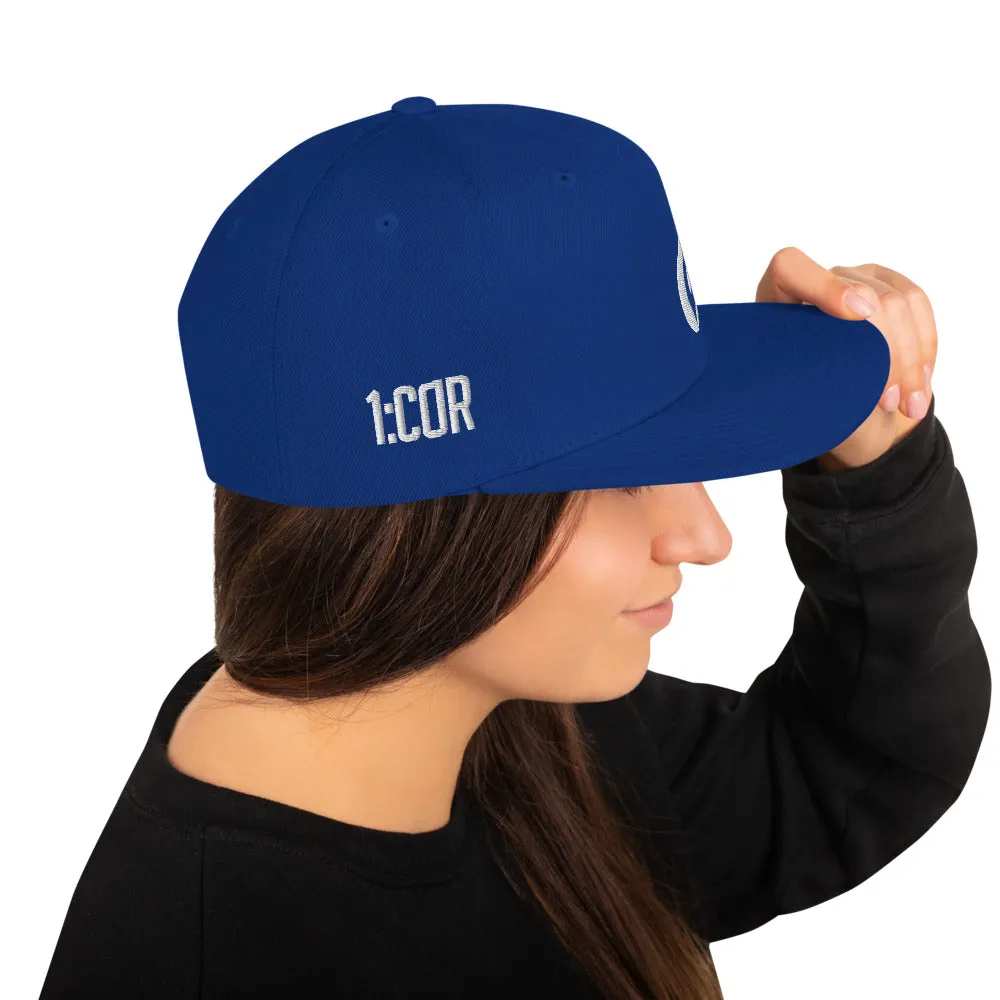 1:Cor White | Embroidered Snapback Hat