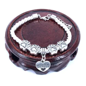 2018 New Hand Woven 8 Colors Rope Chain Bracelet for women Best Friend Dog Paw Charm Bracelet for Pet Lovers Wholesale B005
