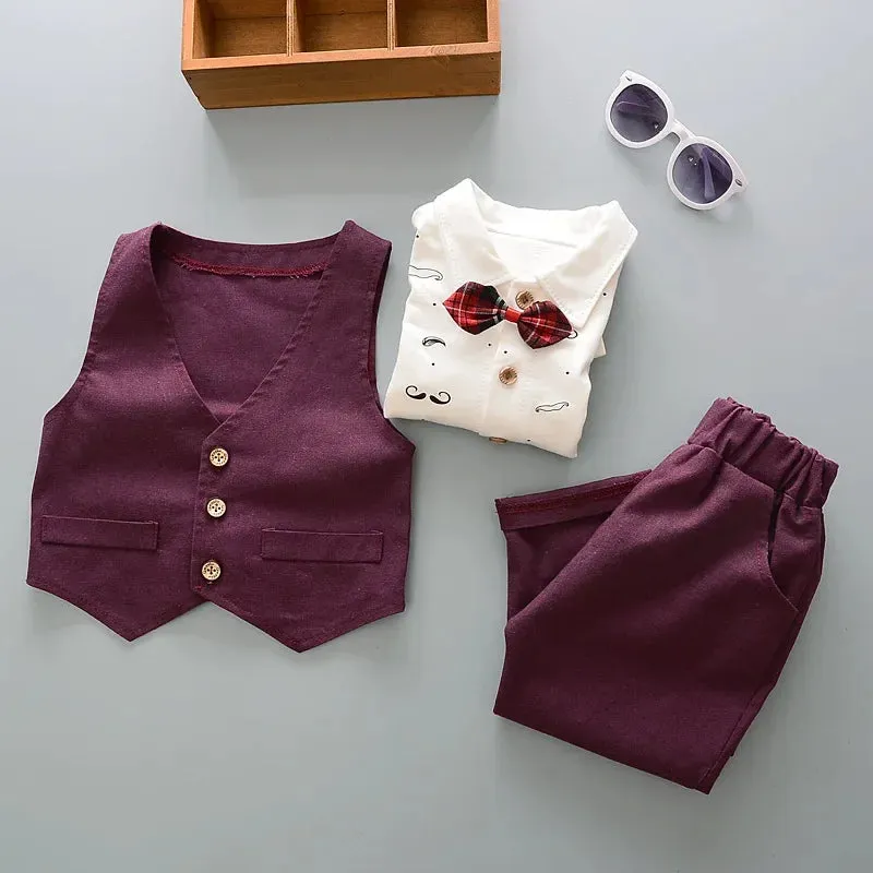 3Pcs Boys Vest Set