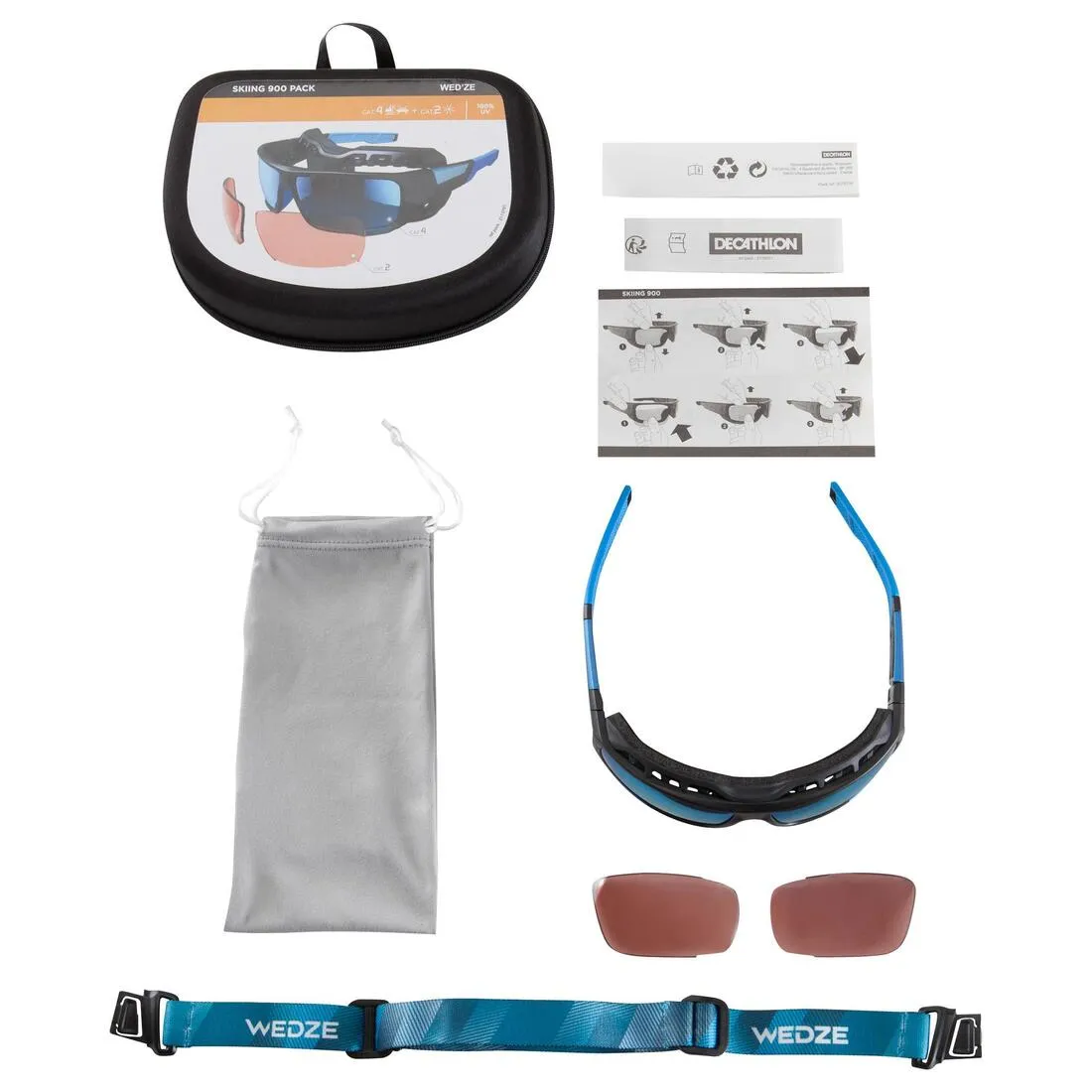 Adult MH910 hiking goggles Cat 4  2 interchangeable lenses – Black/Blue