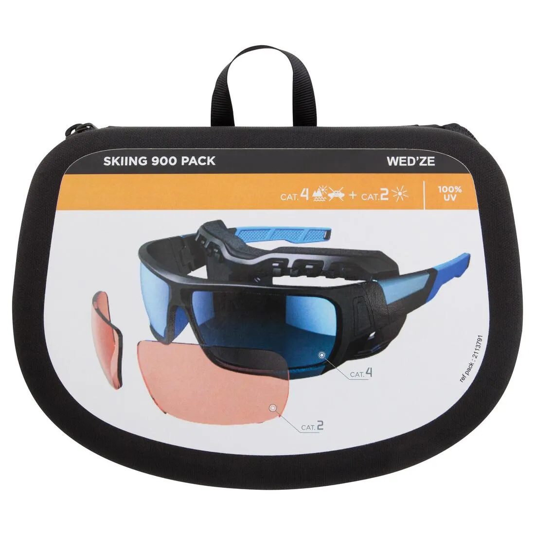 Adult MH910 hiking goggles Cat 4  2 interchangeable lenses – Black/Blue