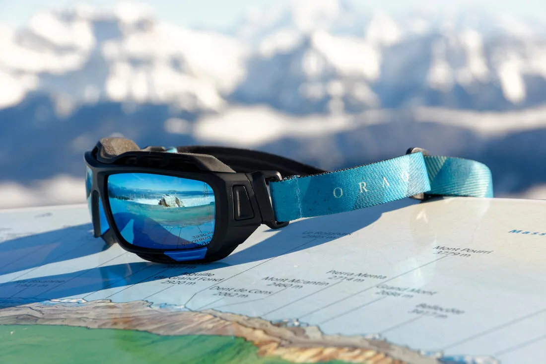 Adult MH910 hiking goggles Cat 4  2 interchangeable lenses – Black/Blue