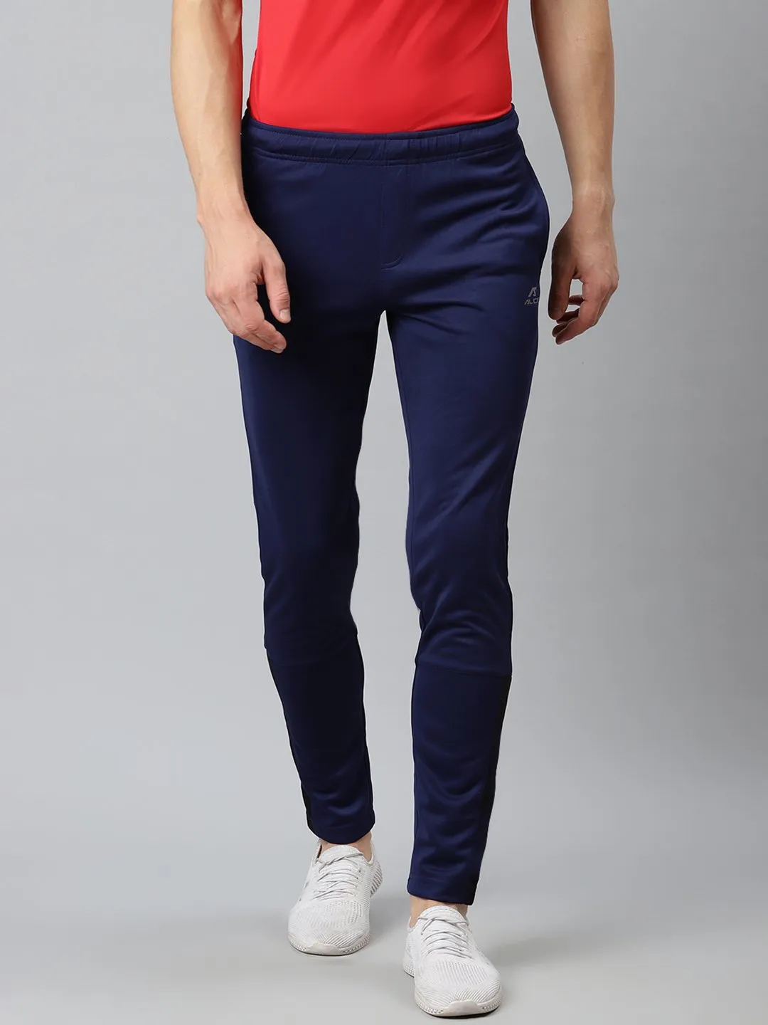 Alcis Men Navy Blue Solid Slim Fit Mid-Rise Track Pants