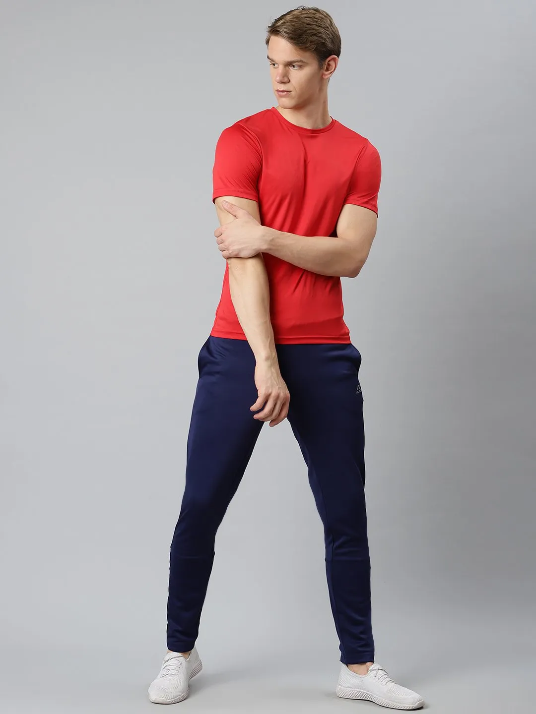 Alcis Men Navy Blue Solid Slim Fit Mid-Rise Track Pants