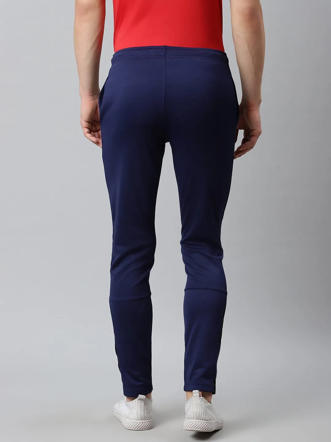 Alcis Men Navy Blue Solid Slim Fit Mid-Rise Track Pants