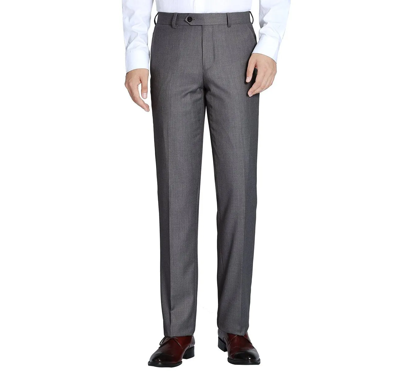 Alessandro Vitello by Renoir Dark Grey Regular Fit Flat Front Wool Suit Pant 508-3