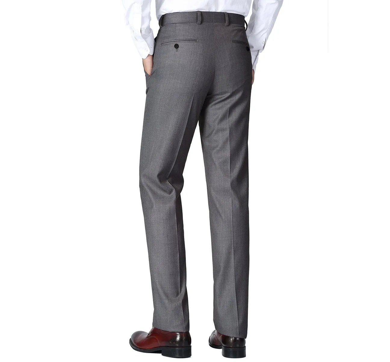 Alessandro Vitello by Renoir Dark Grey Regular Fit Flat Front Wool Suit Pant 508-3