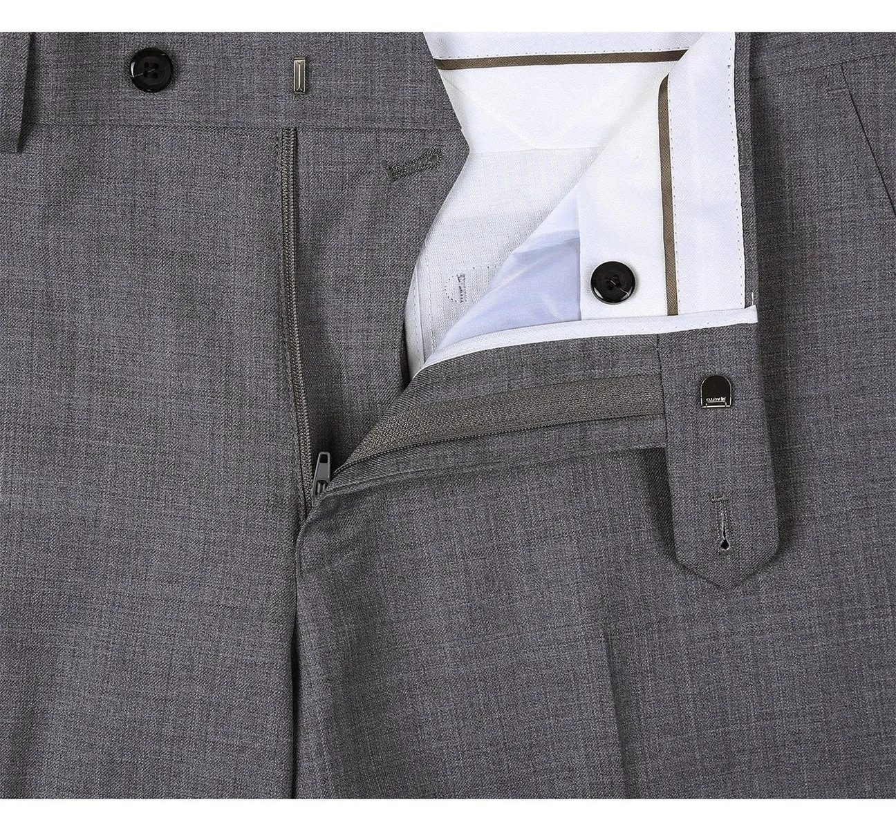 Alessandro Vitello by Renoir Dark Grey Regular Fit Flat Front Wool Suit Pant 508-3