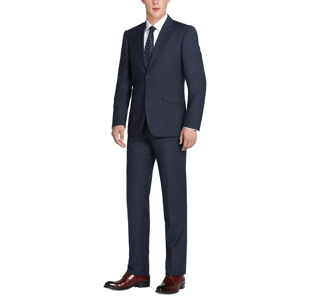 Alessandro Vitello by Renoir Dark Navy 2-Piece Classic Fit Notch Lapel Wool Suit 508-2