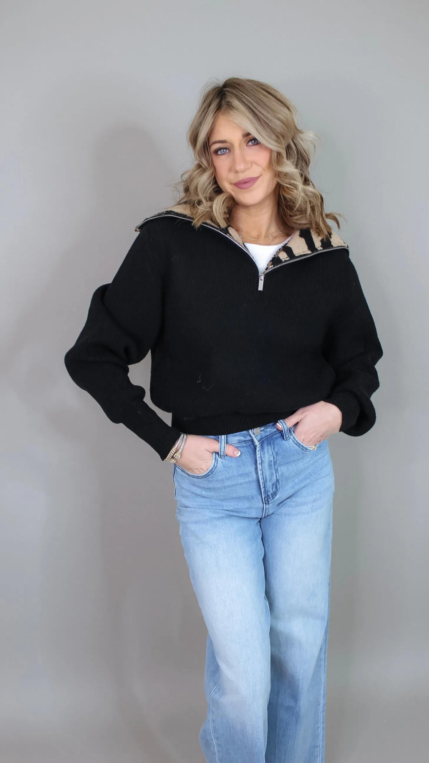 Alex Black Animal Print Sweater