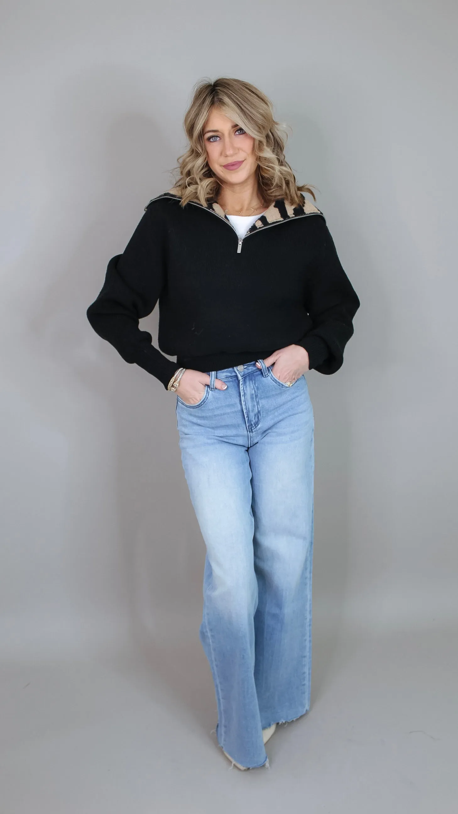 Alex Black Animal Print Sweater