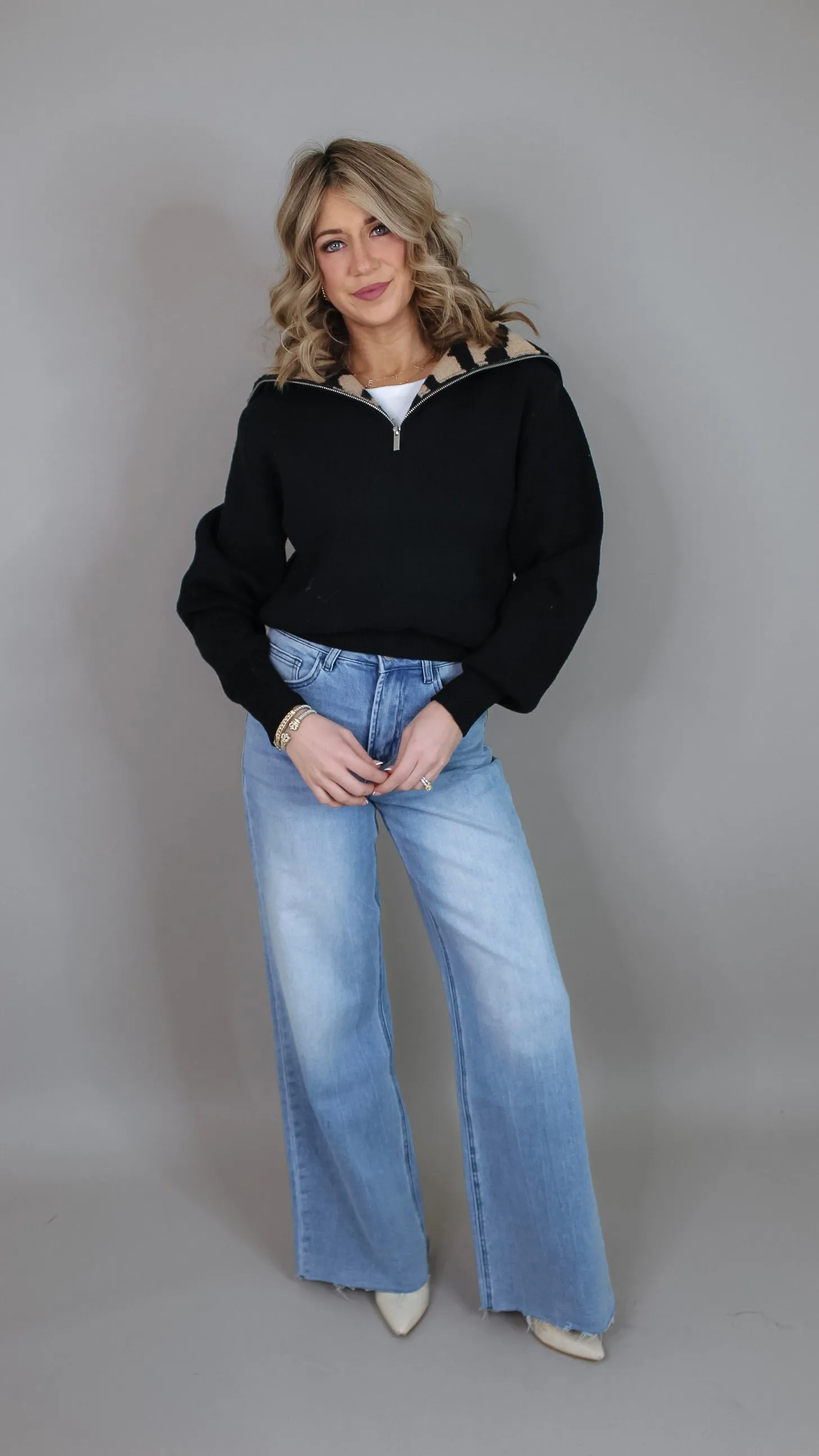 Alex Black Animal Print Sweater