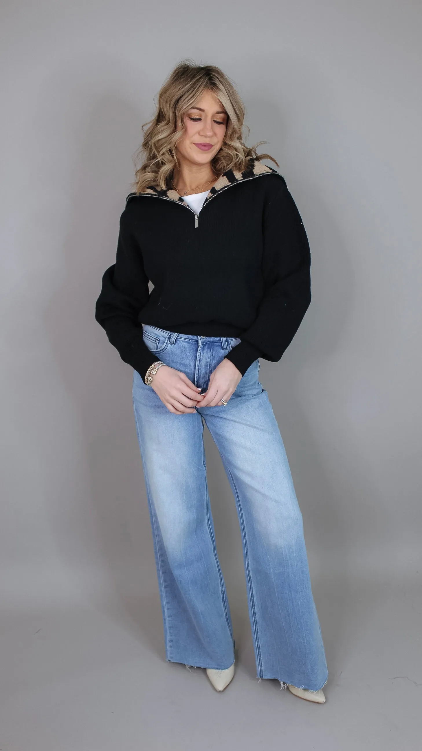 Alex Black Animal Print Sweater