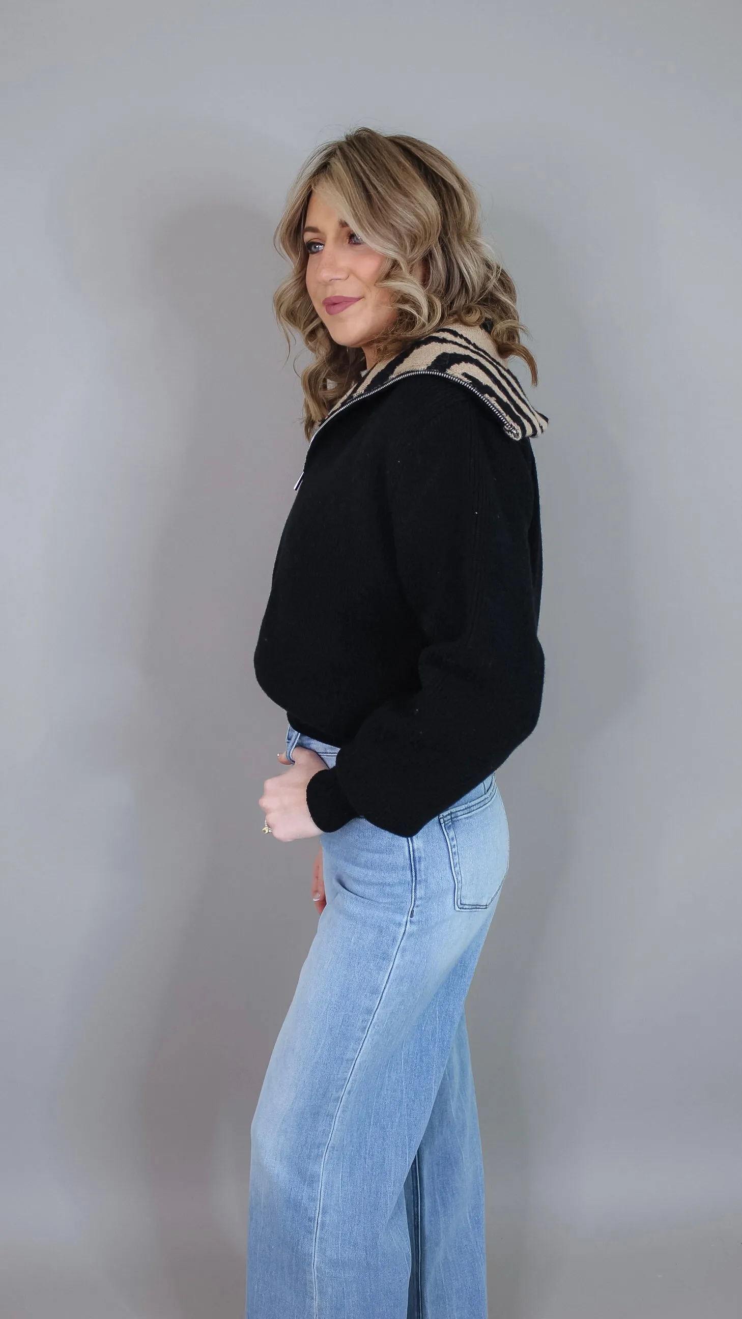 Alex Black Animal Print Sweater