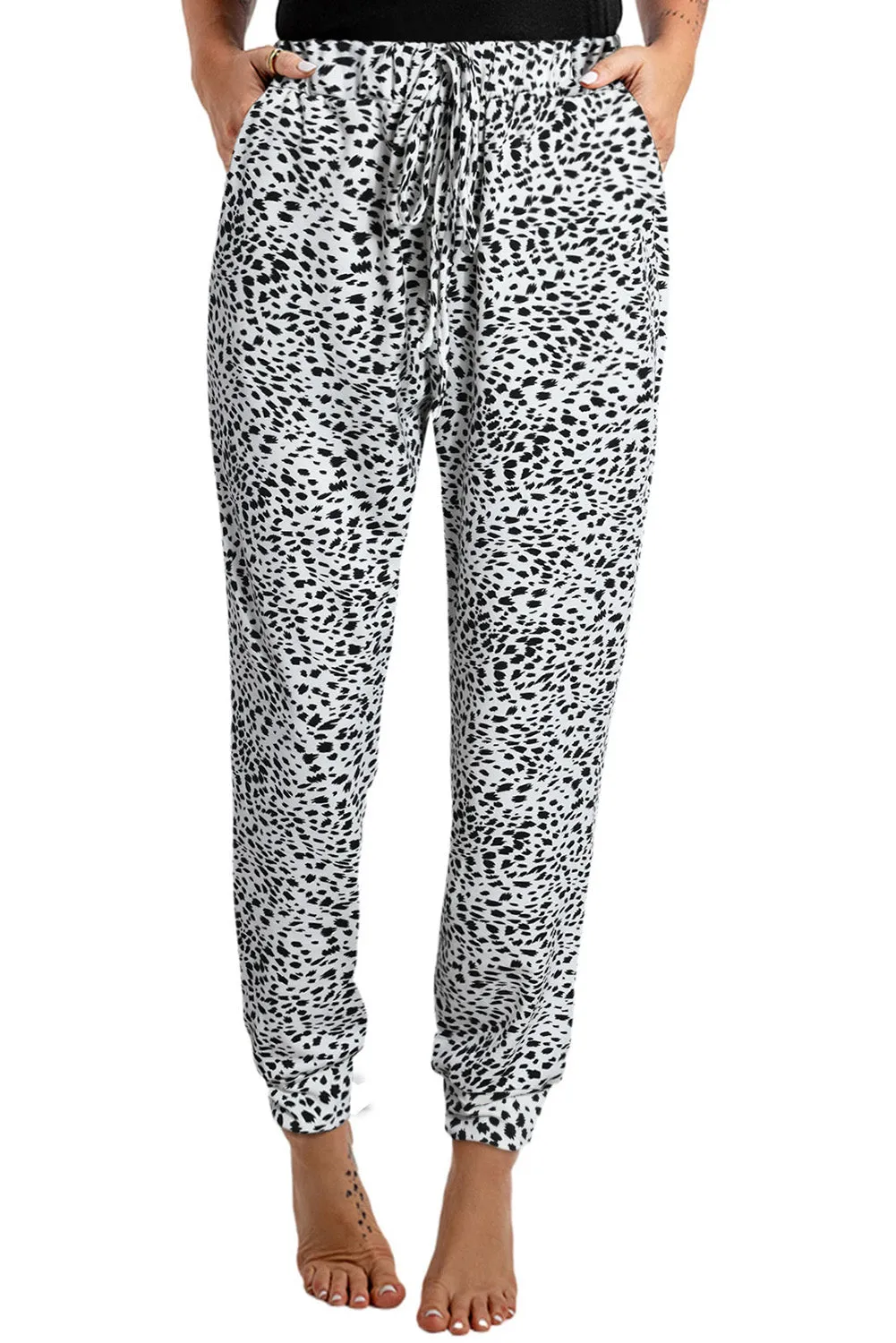 Animal Spots Drawstring Lounge Jogger Pants