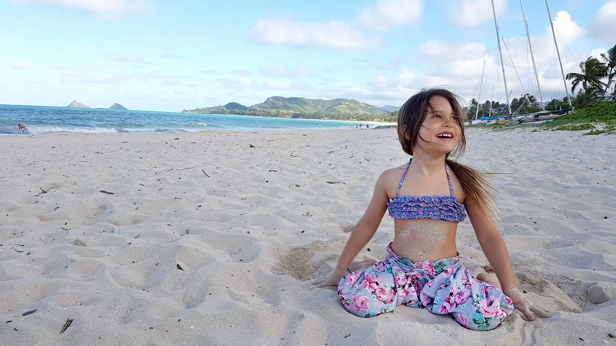 Baby Girl Floral Harem Pants | Aqua Roses