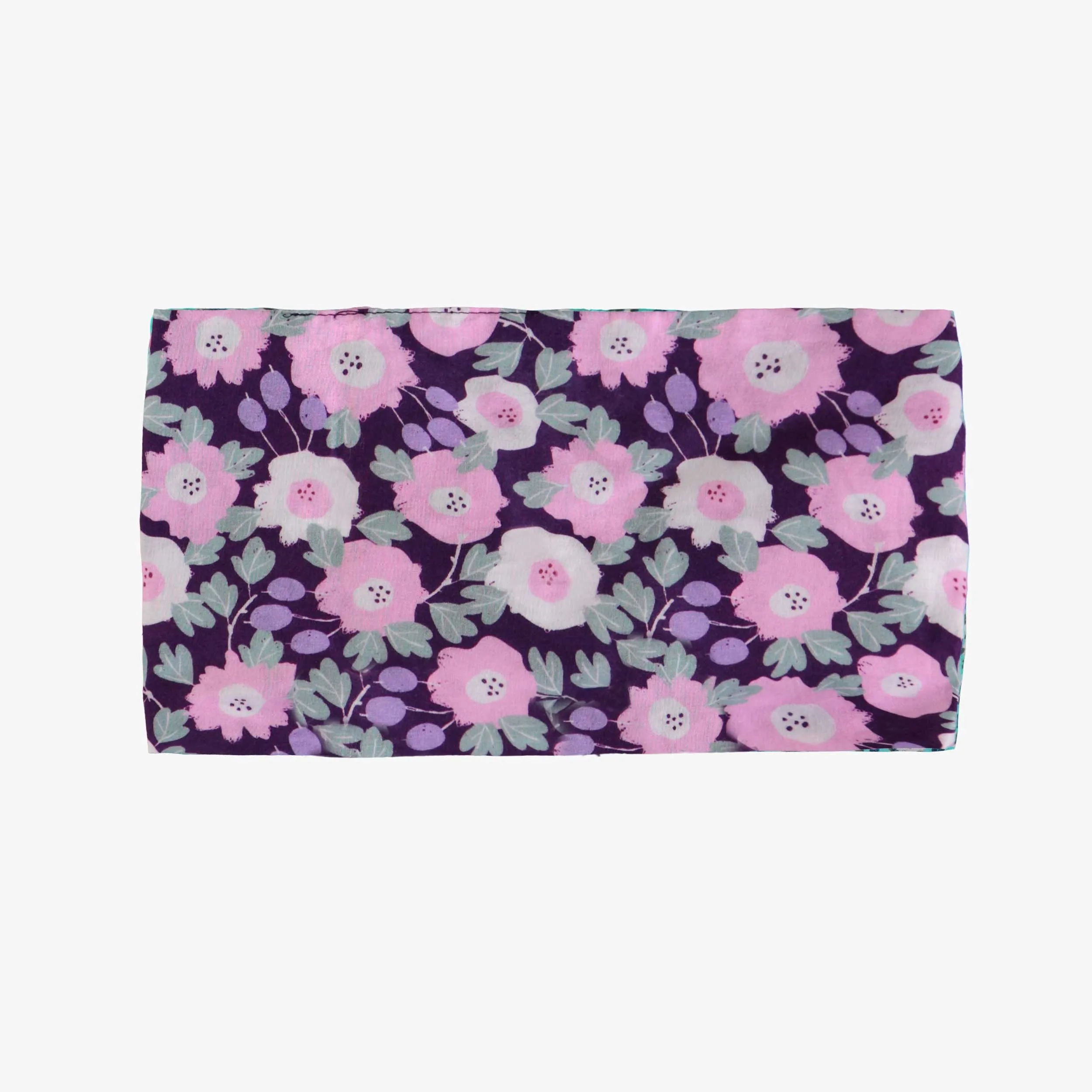 Bandeau mauve fleuri avec noeud en voile, enfant || Flowery purple headband with bow in cotton veil, child