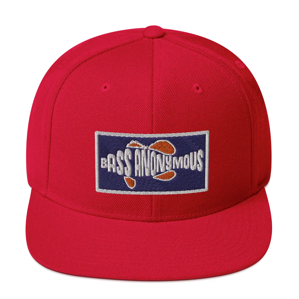 Bass Anonymous Snapback Hat Navy/Red  Patch
