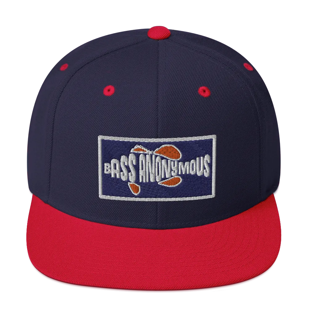 Bass Anonymous Snapback Hat Navy/Red  Patch