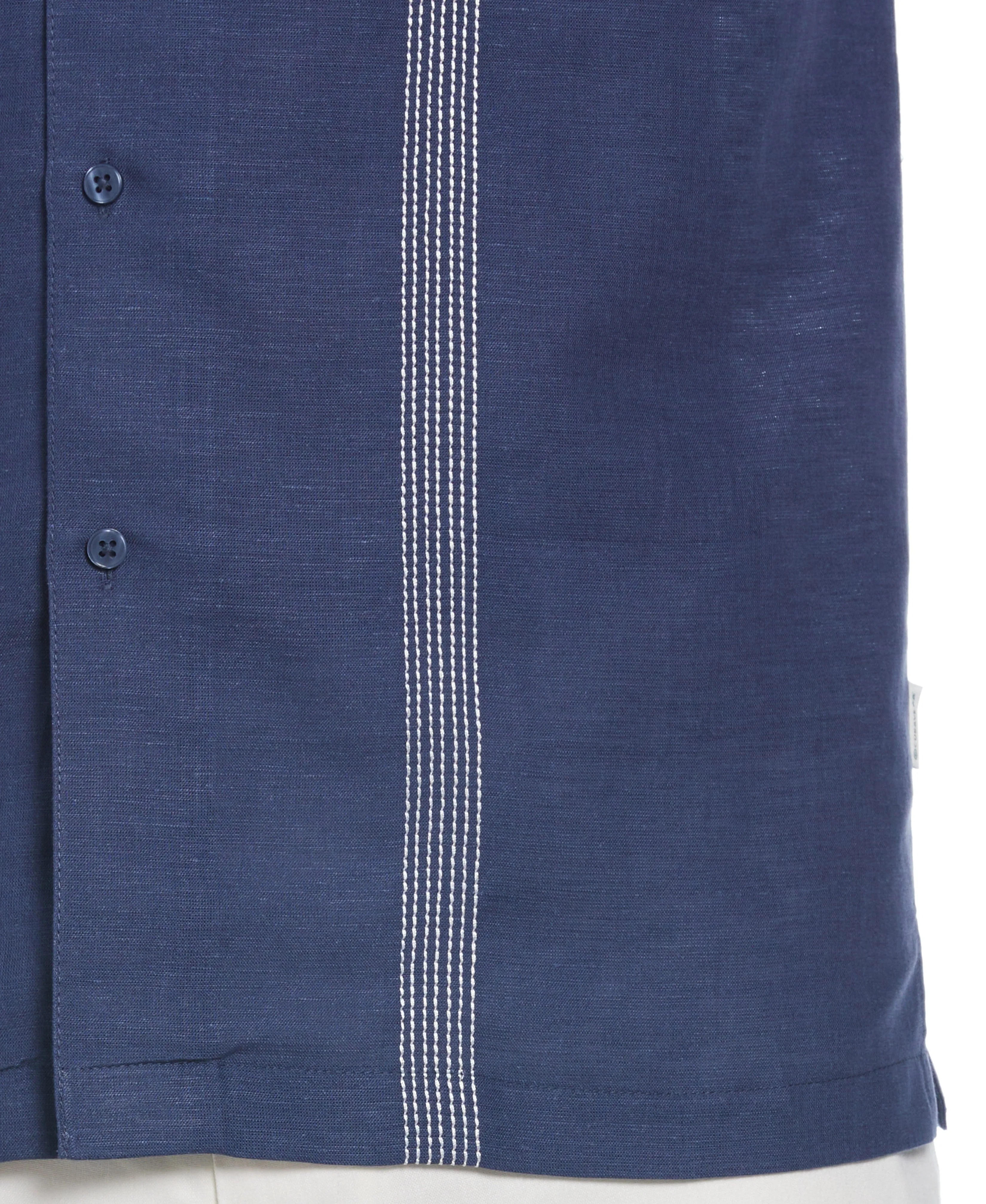 Big & Tall Linen Blend Asymmetrical Tropical Print Cuban Collar Shirt