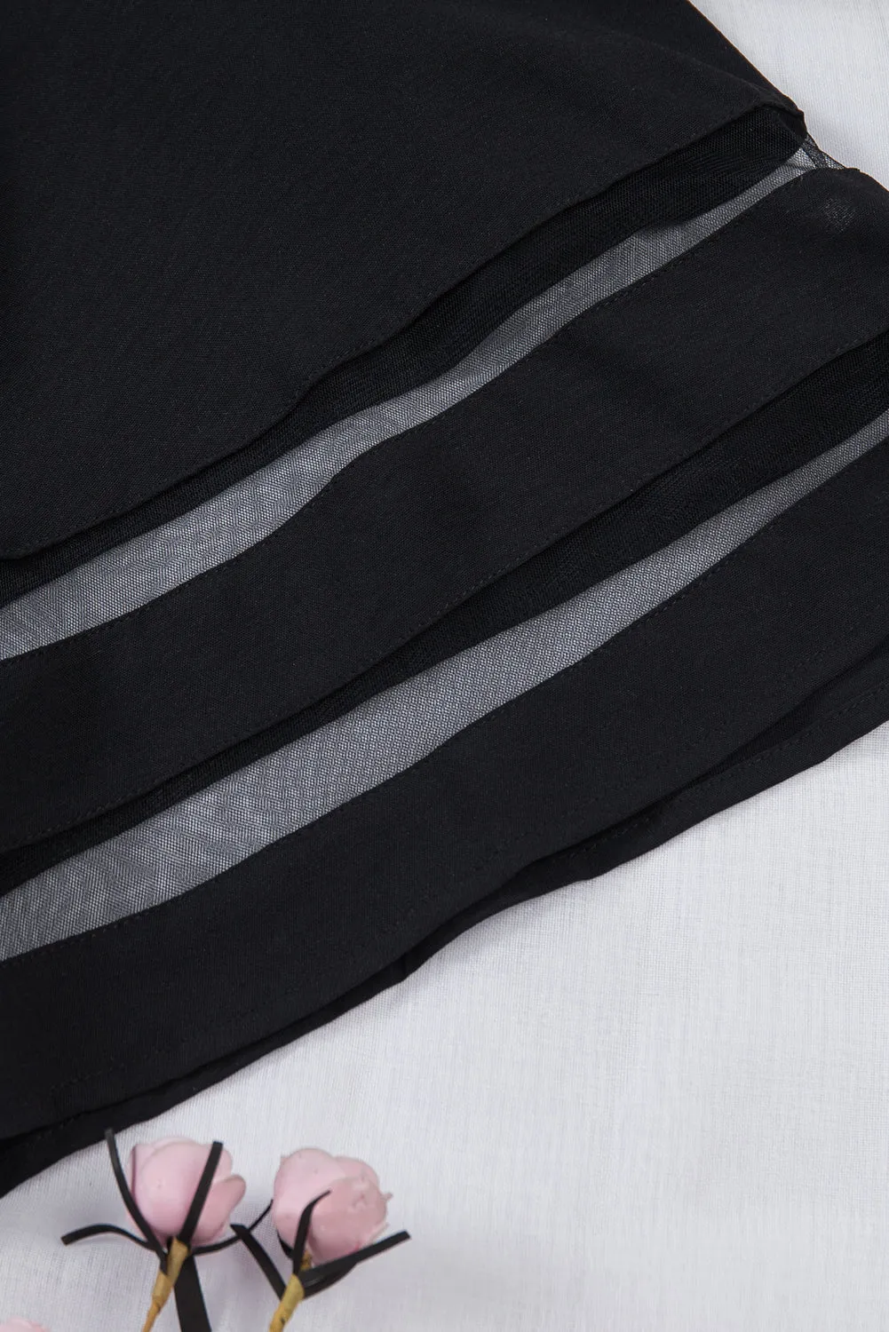 Black Flare Sleeve V Neck Loose Blouse