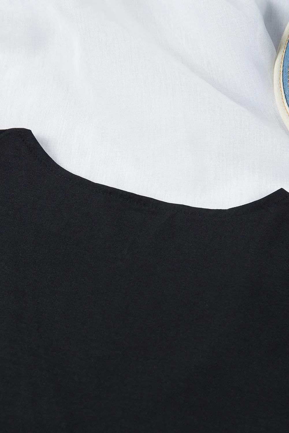 Black Flare Sleeve V Neck Loose Blouse
