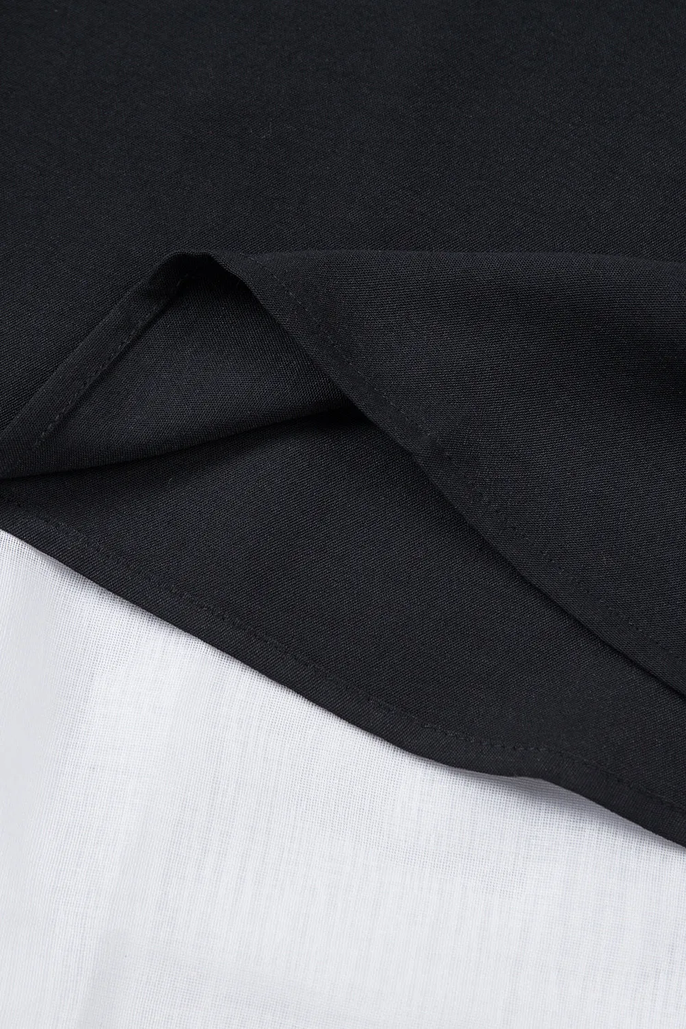 Black Flare Sleeve V Neck Loose Blouse