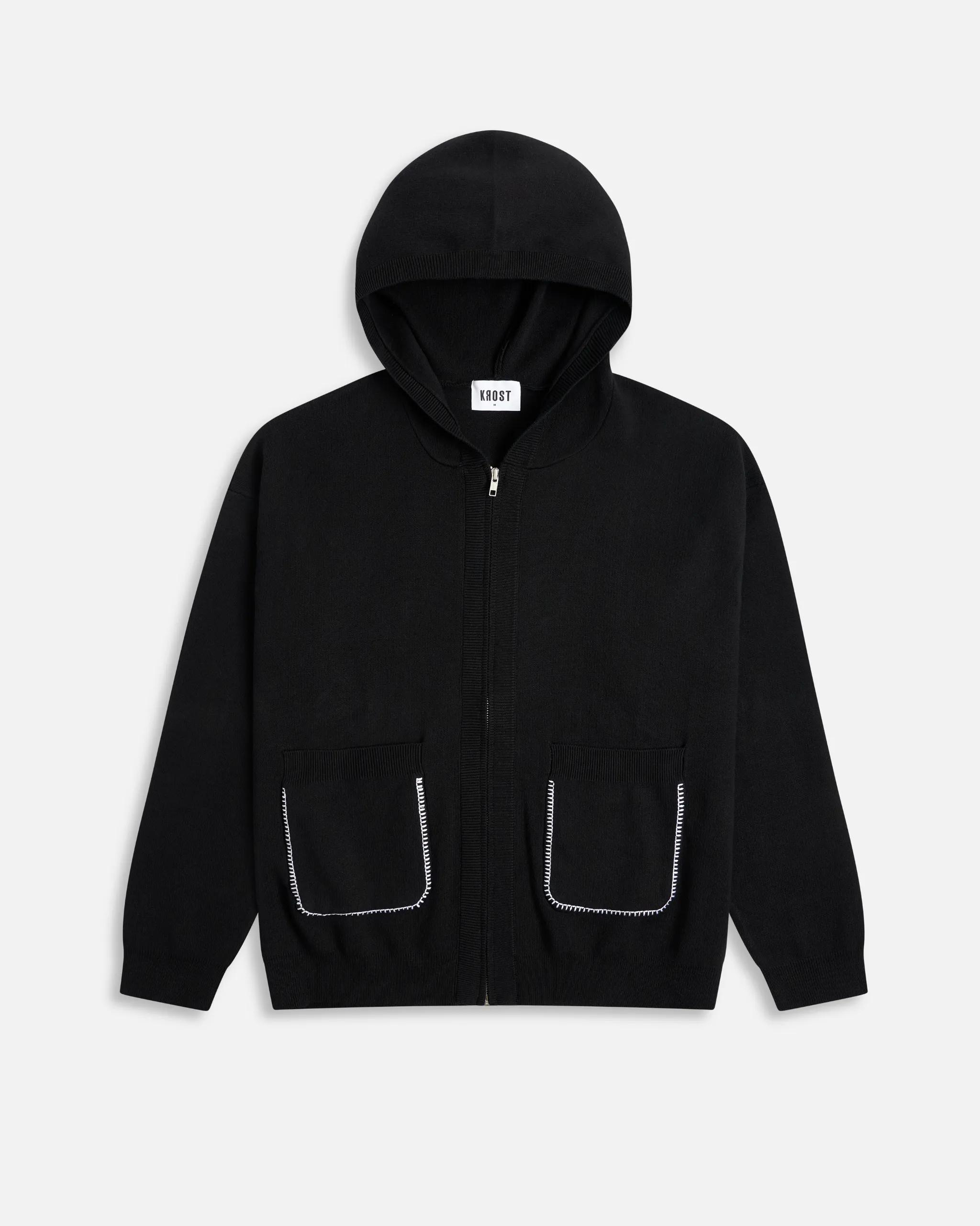 Blanket stitch Knit Zip Hoodie