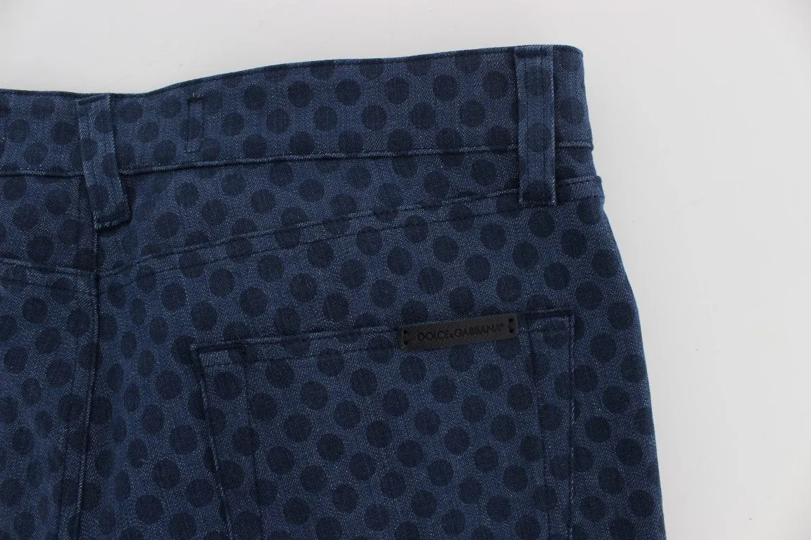 Blue Cotton Stretch Slim Fit Pants