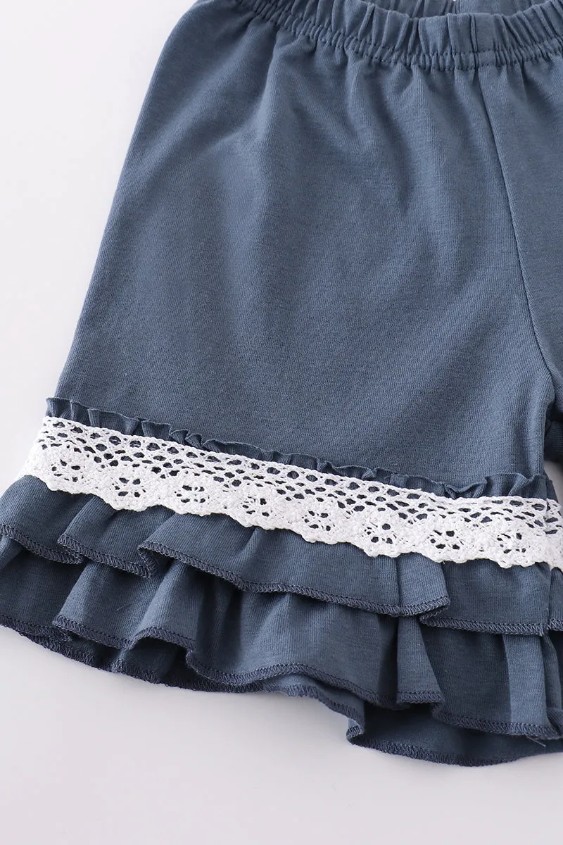 Blue Floral Whisper Smocked Girl Set