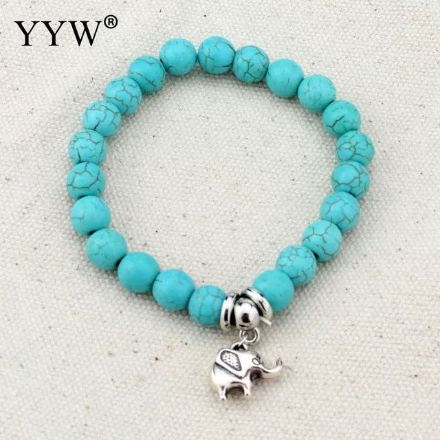 Boho Vintage Turquoises Bracelets for Women Men Cross Tree Fish Hand Pendant Charm Bracelets & Bangles Fashion Jewelry