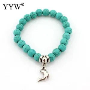 Boho Vintage Turquoises Bracelets for Women Men Cross Tree Fish Hand Pendant Charm Bracelets & Bangles Fashion Jewelry