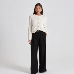 BOUCLE KNIT CARDIGAN - CREAM