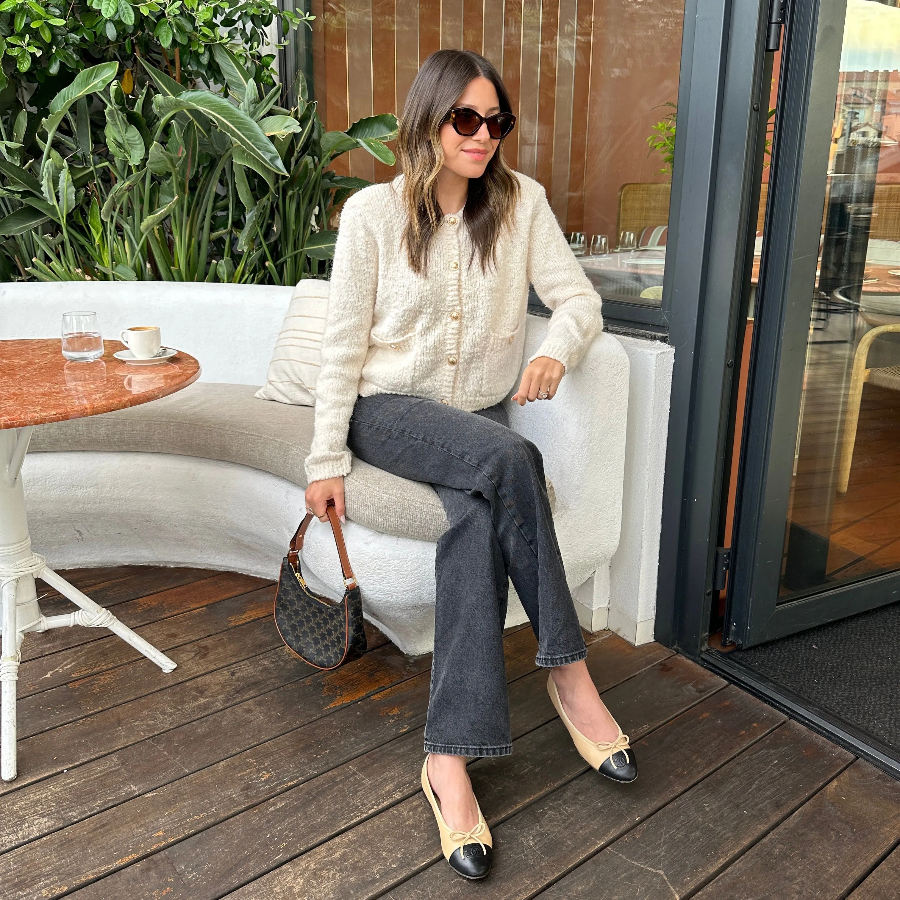 BOUCLE KNIT CARDIGAN - CREAM