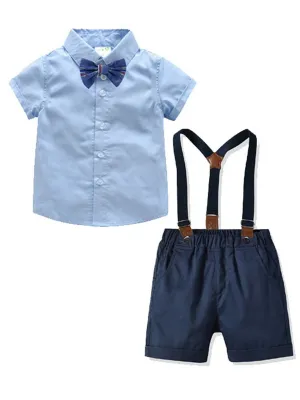 Boys Matching Bow Shirt Tie With Shorts