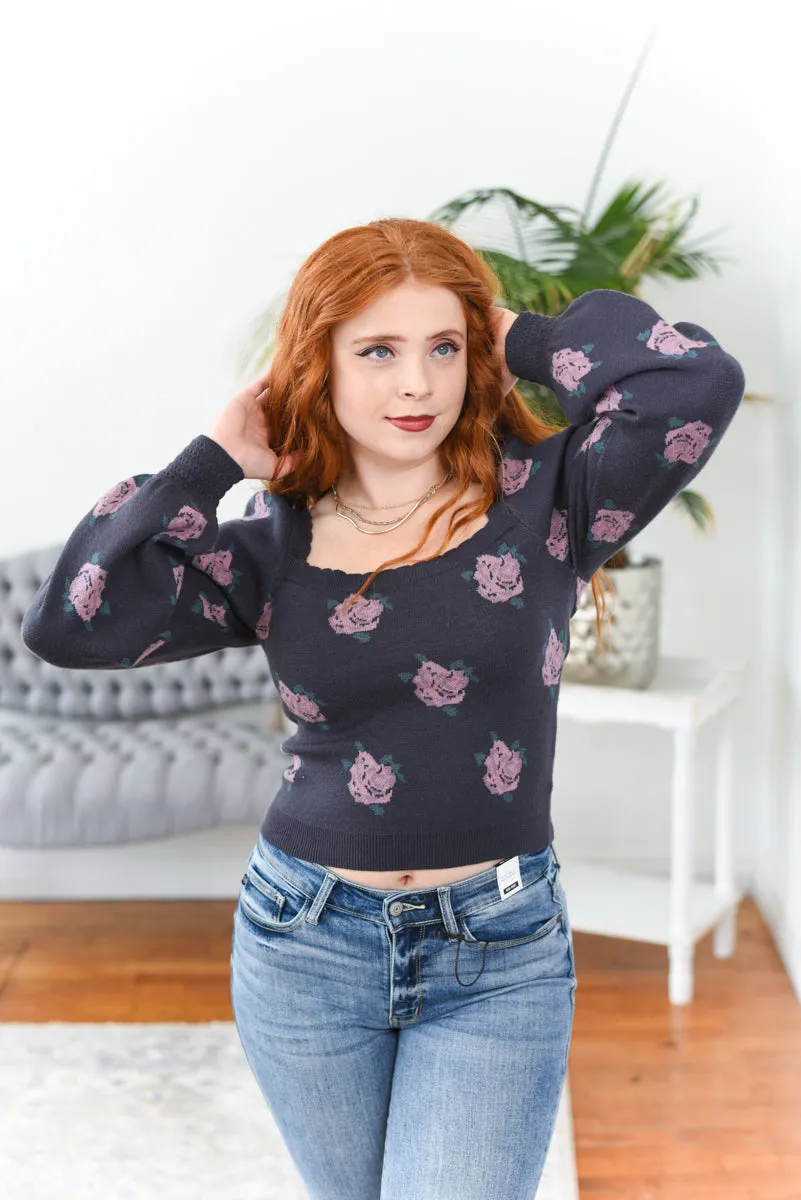 Brinleigh Square-Neck Puff-Sleeve Sweater