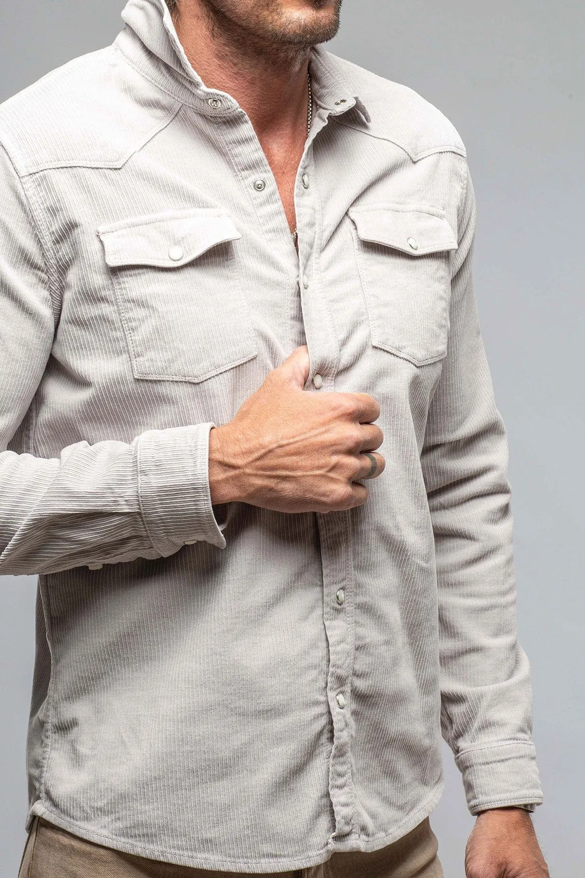 Brooks Corduroy Snap Shirt In Sasso