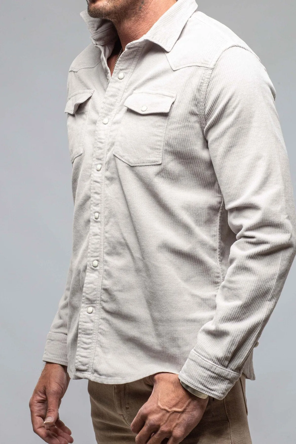 Brooks Corduroy Snap Shirt In Sasso