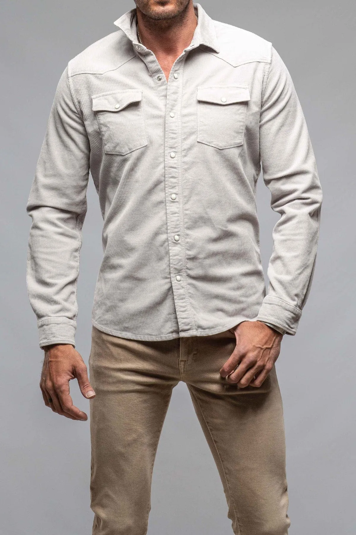 Brooks Corduroy Snap Shirt In Sasso