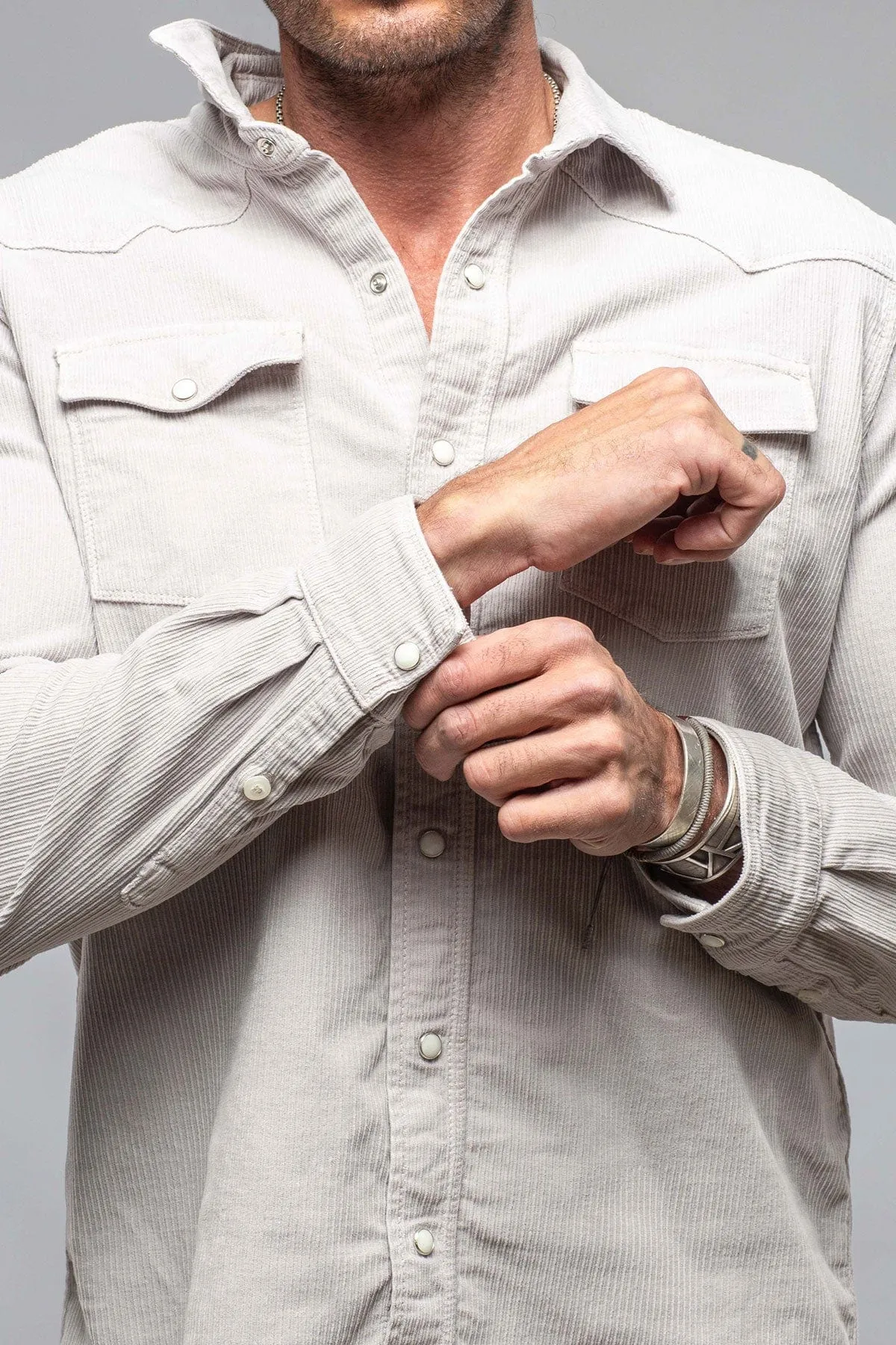 Brooks Corduroy Snap Shirt In Sasso