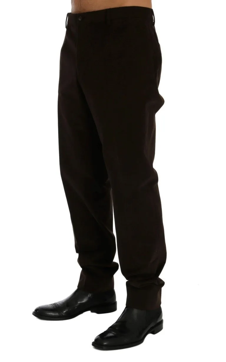 Brown Cotton Chinos Pants