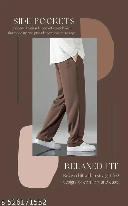Brown Trouser | Mens Flared Track Pants| Track Pants for mens loose fit| Trouser Pant for Men| Stylish Track Pants| Mens Trousers| Plain Track Pant